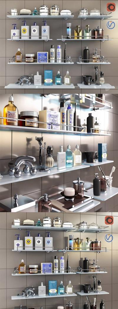 Set of Cosmetics, Accessories and Shelves for Bathroom Set 3