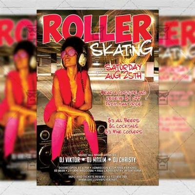 Club A5 Template - Roller Skating Flyer