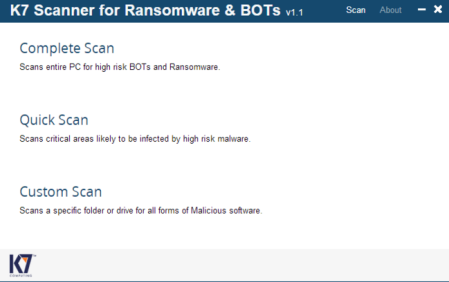 K7 Scanner for Ransomware & BOTs 1.0.0.60