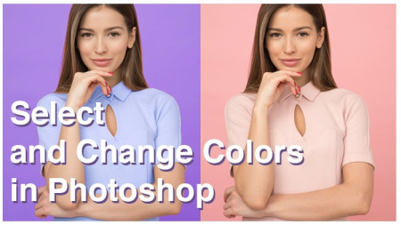 How to Select and Change Colors in Photoshop using: color range, hue saturation, adjustment layer.