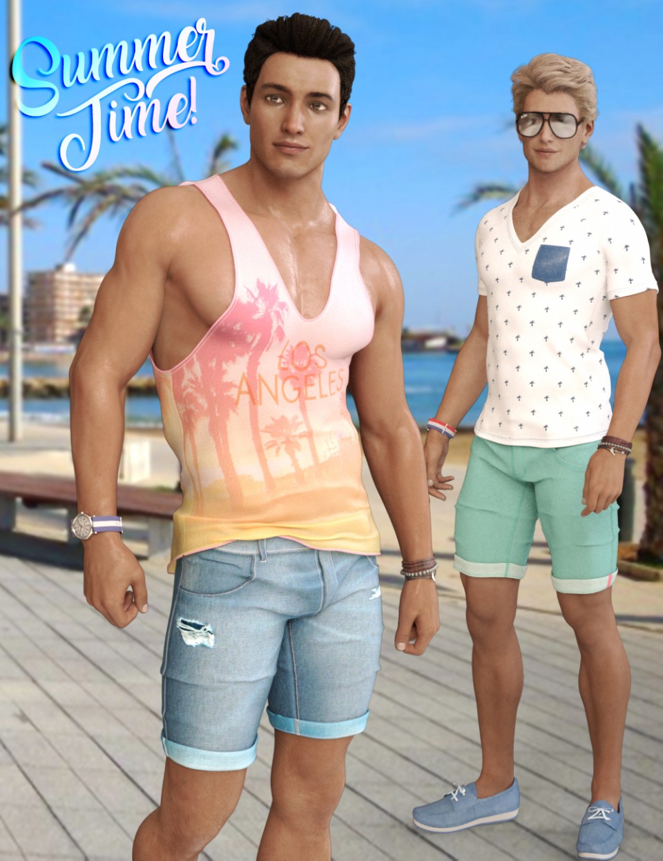 Summer Time Outfit for Genesis 3 and Genesis 8 Male(s)