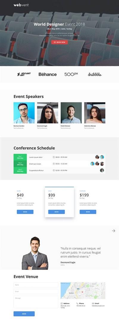 Webvent Conference Template - Event and Conference Website Template for Sketch
