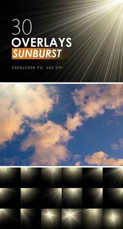30 Sunburst Overlays