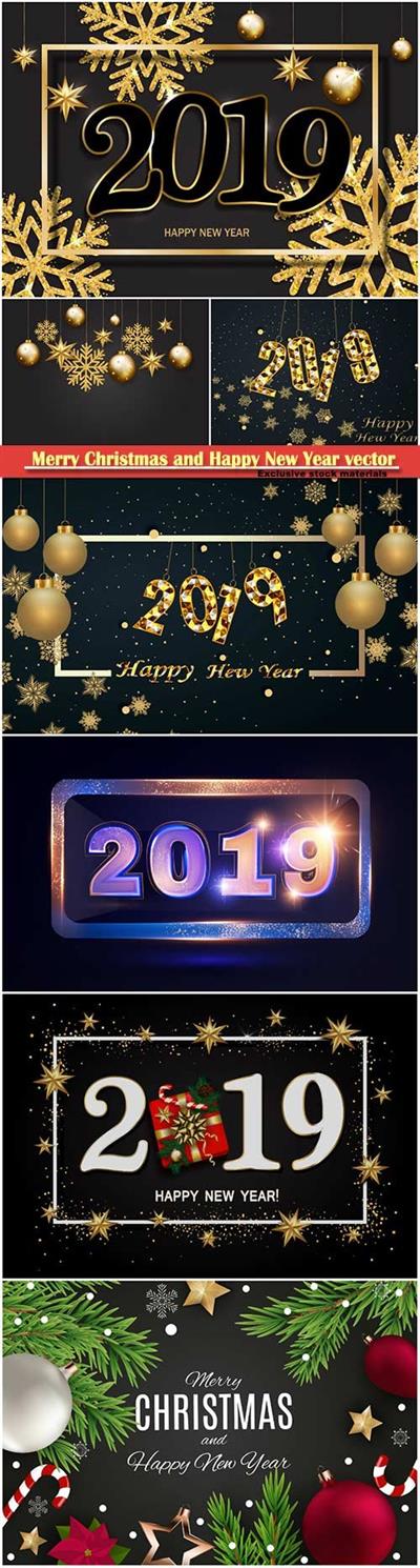 2019 Merry Christmas and Happy New Year vector design # 4