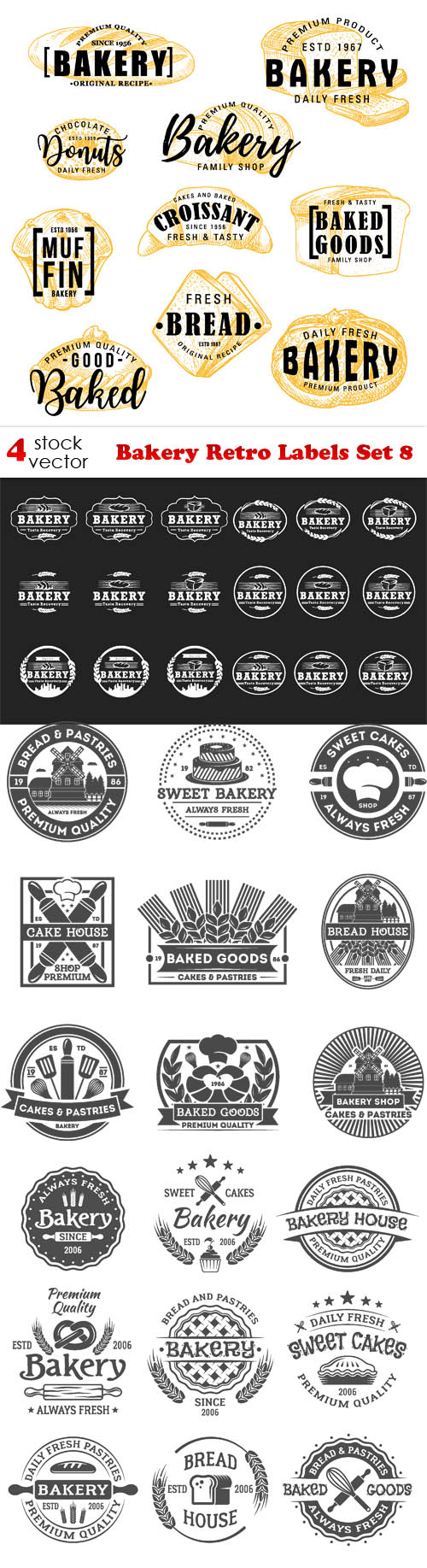 Vectors - Bakery Retro Labels Set 8