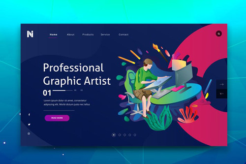 Remote Graphic Artist Web Header PSD and AI Vector