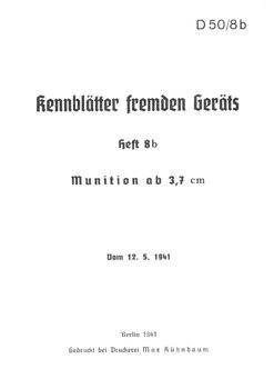 D50/8b Kennblatter Fremden Gerats Heft 8b Munition ab 3,7 cm