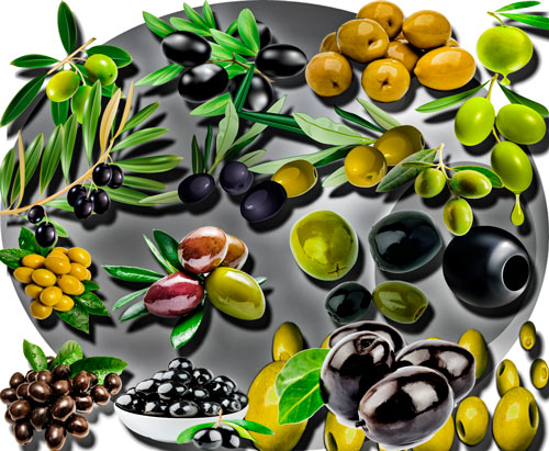 Клипарты без фона - Черные и зеленые оливки