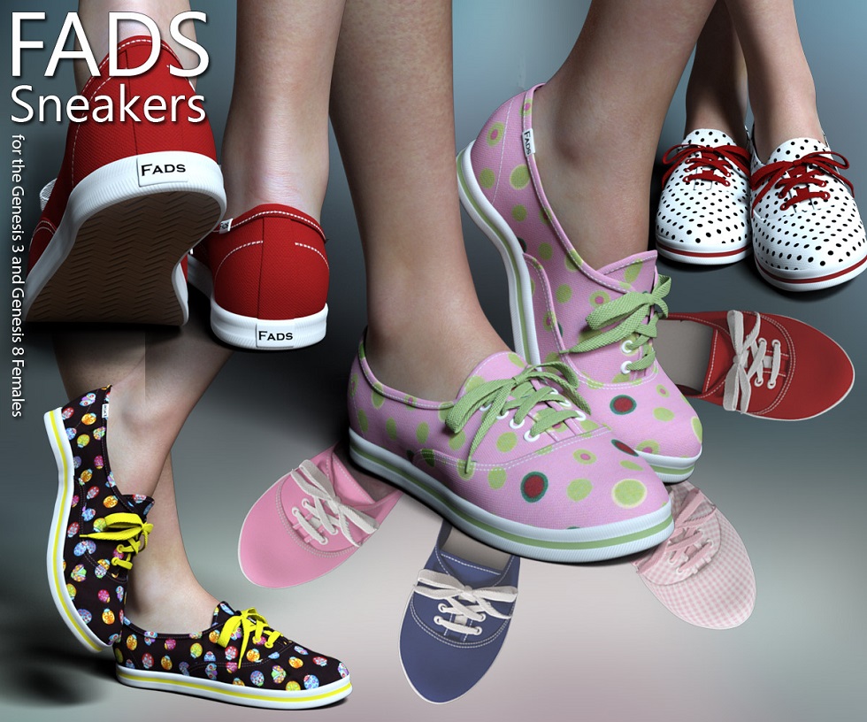 RP Fads Sneakers for Genesis 3 and Genesis 8 Females » TOPGFX | Daz3d ...
