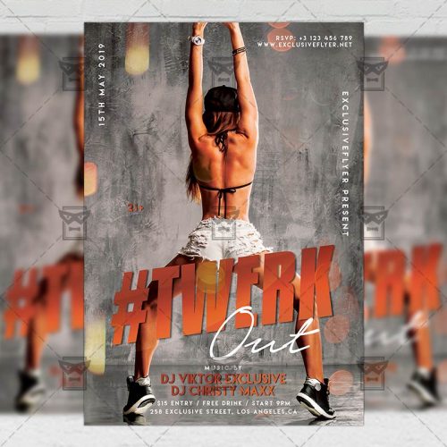 PSD Club A5 Template - Twerk Out Party Flyer