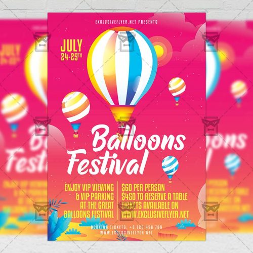 PSD Club A5 Template - Festival of Balloons Flyer