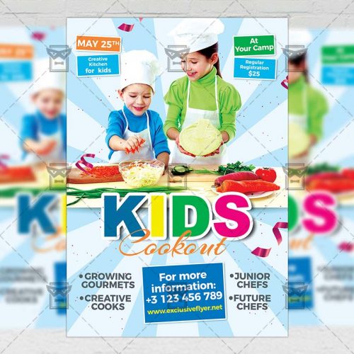 PSD Kids A5 Template - Kids Cookout Flyer