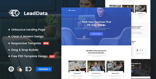ThemeForest - LeadData v1.0 - Lead Generation Unbounce Landing Page Template - 22886414