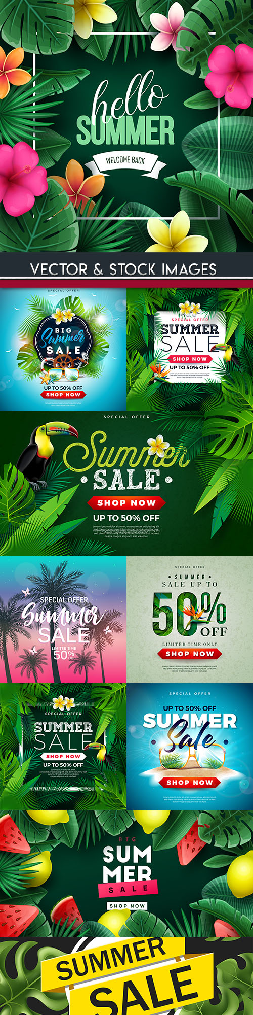 Summer sales special holiday banner illustrations 10