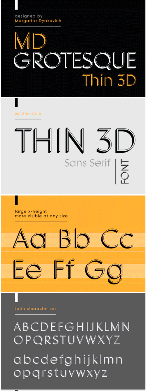 MD Grotesque Thin 3D font