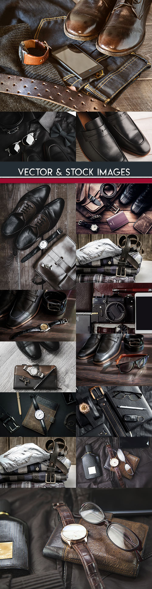 Male elegant style fashion leather shoes and accessories 3