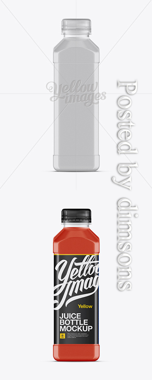 Plastic Juice Bottle W/ Clear Cap Mockup 11696