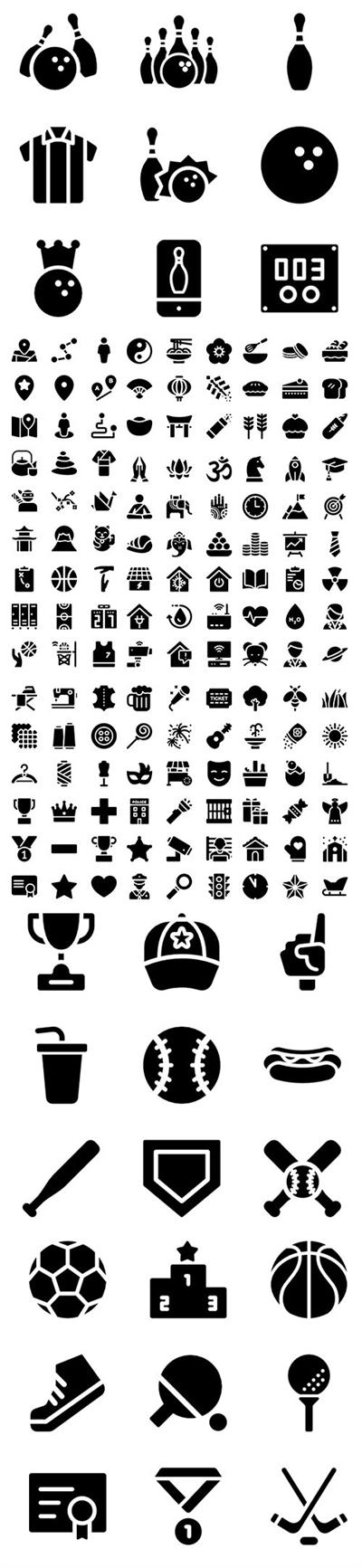 450+ Curved Fill Vector Icons Set