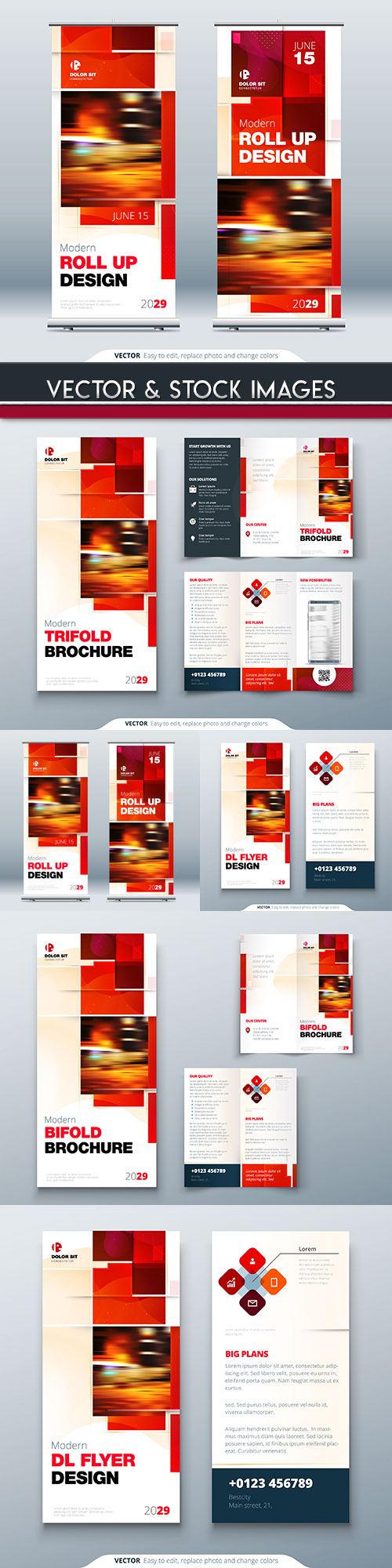 Modern brochures and flyer roll design template