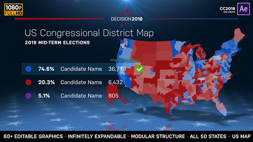 2022 Midterm Election Map | State Congressional Districts - Project for After Effects (Videohive)