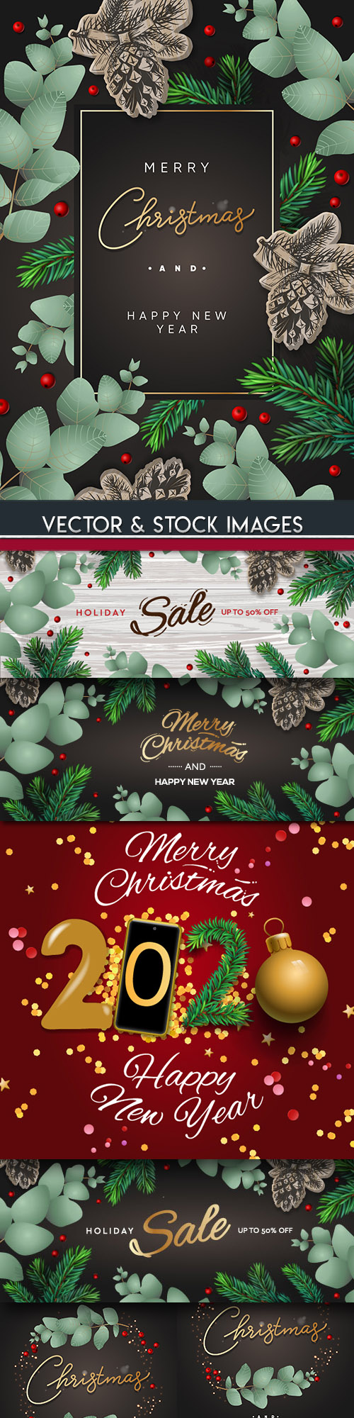 Merry Christmas and New Year background decorative 4