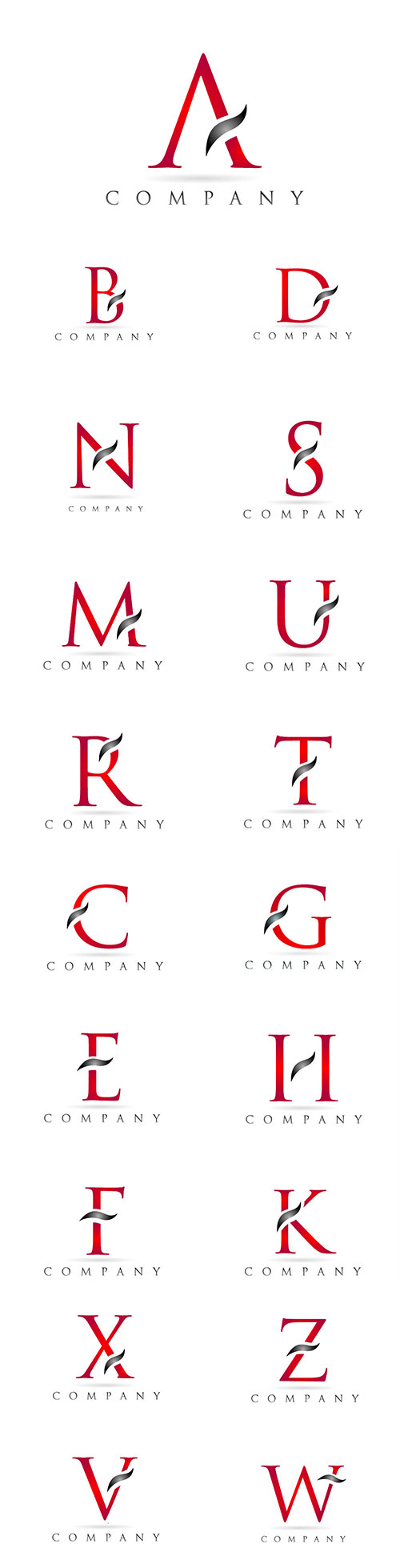White red alphabet letter logo company icon design