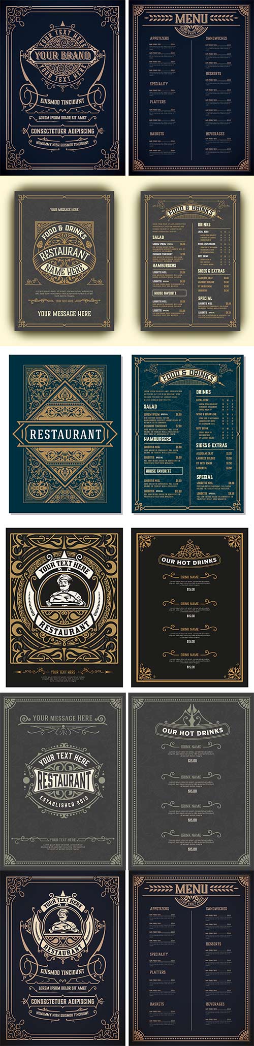 Christmas menu food template for restaurant with doodle