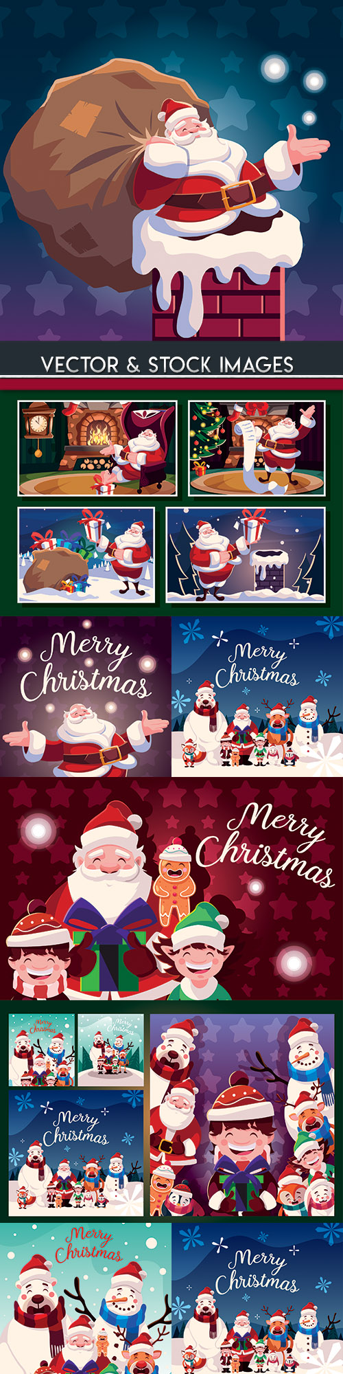 Funny Santa with gifts Christmas and New Year